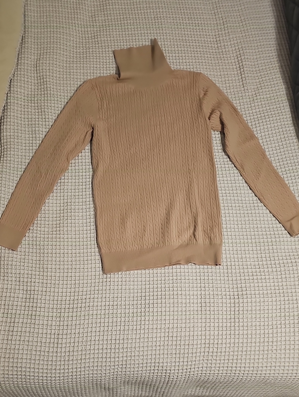 zeagoo Ribbed Turtleneck Sweater - Tan
